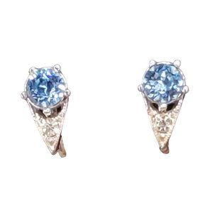 Vintage Signed Henry Bogoff Teal Aqua Clear Rhinestone Screwback 1950s Earrings